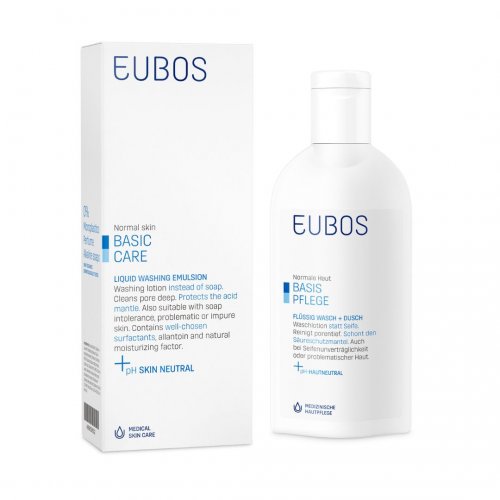 Eubos Liquid Washing Emulsion Blue Basic Care Υγρό Καθαρισμού για κανονικό δέρμα, 200ml & Sensitive Care Hand Repair & Care,8ml